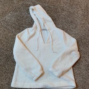 LOFT Sherpa cream hoodie SZ M